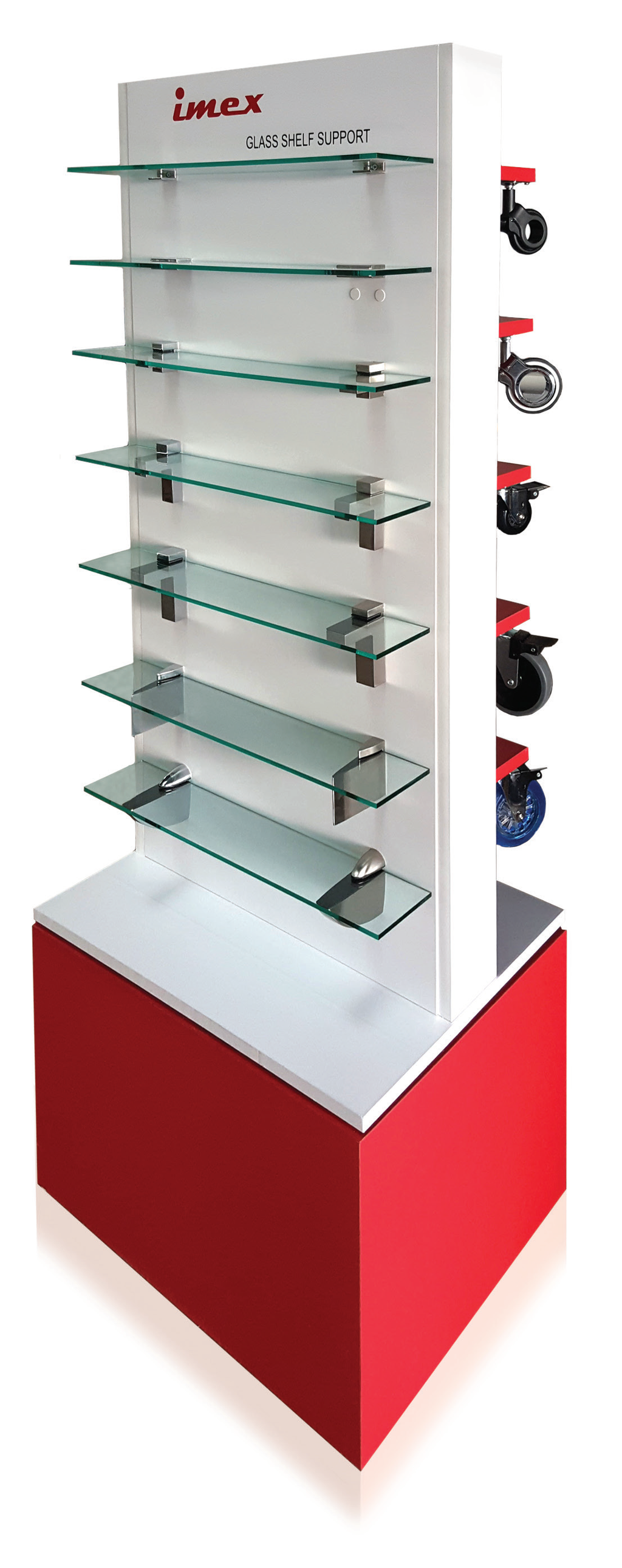 Furniture Casters & Glass Shelf Supports Display
